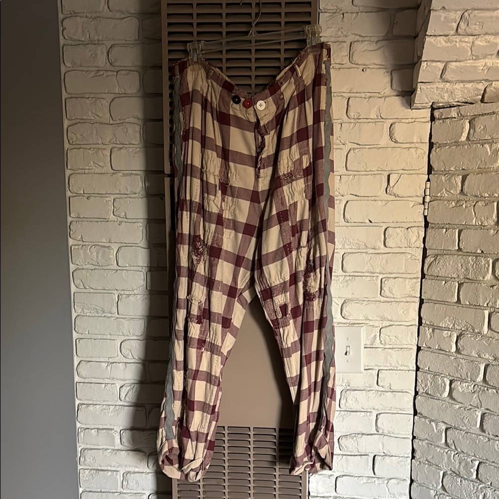 Magnolia Pearl Checkered Men's Pants in Burgundy and Beige